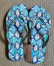 Vera Bradley GO FISH BLUE Flip Flops S Size 5 - 6 (New & Sealed)
