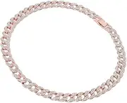 [TANIQIACA] 22in Glossy Alloy Cuban Necklace, Diamond Encrusted Link Chain, Stylish Fashion Neck Jewellery for Couples and Women