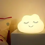 Night Light for Kids, Soft Silicone Cloud Nightlight with Warm White & Multicolor, Adjustable Brightness, 7 Color Changing Tap Control, Anti-Glare, Cloud Squishy Lamb for Kids Room, Baby Nursery