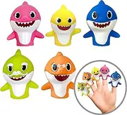 Nickelodeon Baby Shark 5 Pc Finger Puppet Set - Party Favors, Educational, Bath Toys, Story Time, Beach Toys, Playtime,5 Count (Pack of 1)
