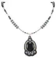 Navajo Native American Onyx, Crystal and Seed Bead Necklace by Begay SKU231166