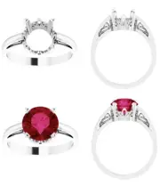 9mm Silver Round Ring Setting Scroll Solitaire Ring Mount Sterling 4 Prong