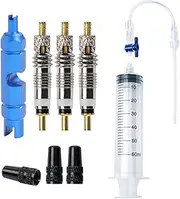 2 Tubeless Tire Sealant Injector - 8 Pieces Tubeless Tire Repair Kit,Core Removal Tool, Caps, Brake Repair Tools for No Tubes Sealant