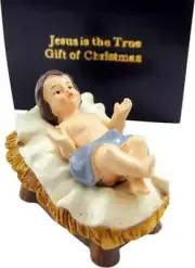 Westmon Works Baby Jesus Figurine With Manger Small Nativity Statue In A Box, 2