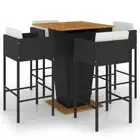 5-Piece Outdoor Bar Set Garden Patio Dining Stools Chairs Wicker Table Furniture