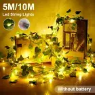 5/10M 50/100LED Leaf Garland Lamp Ivy Vine LED Fairy String Lights For Xmas ✄