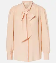 [Chloe] Chloé Silk chiffon blouse AU 10 beige