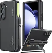[COCOING] for Samsung Galaxy Z Fold 5 Case with New S Pen Holder & Metal Camera Cover & Hinge Protection with Kickstand Phone Case for Samsung Galaxy Z Fold 5(2023) (Black)