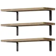 3 Sets Wall Shelves Wood Floating Indoor Shelf Unit Bracket