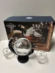 Hammer + Axe Whiskey Decanter Set World Globe 940 ML Glasses 270 ML Brand New!
