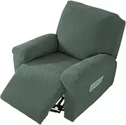 [NORTHERN BROTHERS] Oversized Recliner Cover - Reclining Chair Covers Velvet Sofa Slipcovers for Recliner Couch 4 Pieces Lazy Boy Recliner Covers with Elastic Straps, Light Green