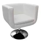 Faux Leather Bar Stool White Chrome Kitchen Dining Counter Arm Chair Barstool