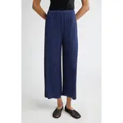 Pleats Please Issey Miyake Merry Bicolor Ankle Wide Leg Pants in Navy at Nordstrom, Size 4