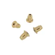4 Gold Plated Sterling Silver Rubber Insert Ear Nuts Backs Clutches #99888
