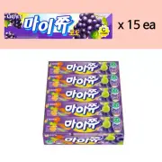 Korean Crown Snack Soft Chewy Fruit Candy Mychew - Grapes Flavor Set (44g X15)