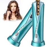Cordless Hair Curler Automatic Curling Iron with LCD Display 5 Temperature & Timer Fast Heating Rechargeable Automatic Hair Curler for Travel (Green)