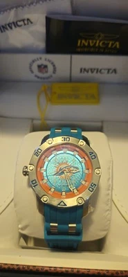 Invicta NFL Miami Dolphins Watch Mens Automatic 52mm Blue Strap Box Papers New