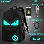 Unisex USB Charge Luminous School Bag For Teenagers Music Devil Cartoon Men's Backpack Student Book Bag Pack For Boys Girl Women