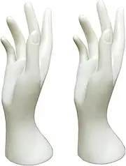 Fake Hand, 2Pcs Mannequin Hand, Plastic Jewelry Holder, Shop Window Display Stand Jewellery Organizer for Ring, Bracelet, Watch, Gloves, White