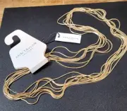 Super Sleek And Classy Ann Taylor Multistrand Gold Tone Snake Chain...29" NEW
