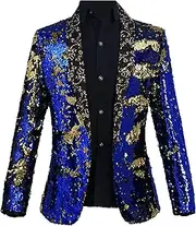 [Zylphorix] Mens Sequin Suit Jacket Wedding Tuxedo Sequin Blazer Jacket Party Festival Tuxedo Sport Coat