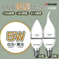 在飛比找Yahoo!奇摩拍賣優惠-〖大同TATUNG〗含稅 LED E14 5W 拉尾/尖型燈