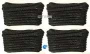 (4) Black Double Braided 1/2" x 20' ft Boat Marine HQ Dock Lines Mooring Ropes