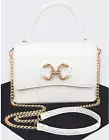 Vegan Leather White Bag Top Handle Clutch Gold Chain Crossbody Nice Purse