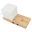 Bedside Table Lamp Button Control E14 LED W/Wireless Charger USB Port Wooden