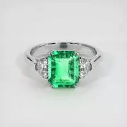 Ethiopia Emerald Cut Green Emerald Platinum 950 Ring 1.92CT