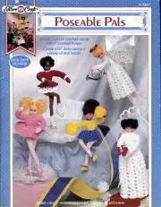 Poseable Pals [Pamphlet] Fibre Craft FCM 427 Crochet 6 1/2" Dolls 10 Patterns
