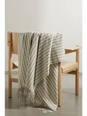 [Loro Piana] Loro Piana - Fringed Striped Cashmere Blanket - Off-white - One size One size Off-white