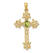 14k 5x3mm Oval Peridot cross Pendant
