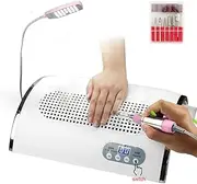 4-in-1 Multifunctional Polisher, 54W Nail Dryer, Nail Art Vacuum Cleaner, Adjustable Wind Speed ​​Powerful Desktop Vacuum Cleaner, with LCD Display, for Nail Art Studio and Home