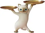 Resin Cat Decorative Tray,Funny Cat Statue,Sundries Candy Container,Jewelry Holder Stand,Gadgets Storage,for Home,Dining Table,Office,Desk Decor