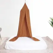 QANYEGN Dome Canopy Bed Curtain, Round Dome Hanging Bed Canopy, Kids Hanging Net Curtain for Baby Crib Castle Game, Nursery Play Room Decor (Brown)