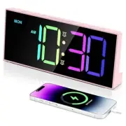Digital Alarm Clocks,Large Big Numbers Cute clocks for Bedrooms,college Pink