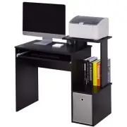 Wooden Computer Desk with Keyboard Tray, Drawer, Shelf, Home Office Workstation,