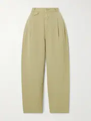 [AGOLDE] AGOLDE - Becker Pleated Cotton-twill Tapered Pants - Army green - 24 24 Green