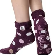 [HEAT HOLDERS] | Sockshop | Ladies Lounge Lite Slipper Socks | With a Gripper Sole | Winter Warm Thermal | Women's Sizes UK4-8 US5-9 | Lyra-Cabernet Dots
