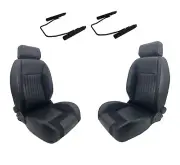 Classic Style High Back Bucket Seats Black PU Leather Pair for Holden HK HT HG