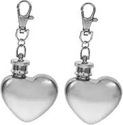 Levemolo Cute Heart Design 1oz Stainless Steel Flask Leak Proof Tiny Flask for Keychain for Women Men