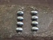 Native American Sterling Silver Navajo Pearl Dangle Earrings by Preston Haley