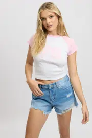 Pink Graphic Tee Short Sleeve - Size 8XS, Women's Graphic Tee
