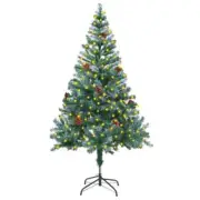 NNEVL Frosted Christmas Tree with LEDs&Pinecones 150 cm