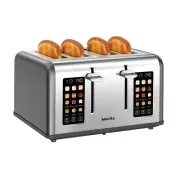 4 Slice Toaster with Touch Screen Control, 4 Wide Slots, Stainless Steel Smar...