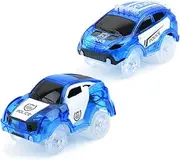 2 Pack Glow Tracks Racing Toy Cars with 5 LED Flashing Light, Magic Trax Cars Only Accessories for Flexible, Bendable Glow in The Dark Racetracks