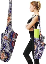 Yoga Tote Bag for Women, Long Carrier Strap Tote with Pockets, Holds More Yoga Accessories, Pilates Rug Container, Fashionable for Most Sizes of Mats