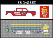 HotWheels(1/64),55Gasser"Samboy Atomic Tomato"Waterslide,PrintedWhiteFirst,Decal