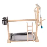 Wooden Parrots Stand Bird Play Activity Center Playground Ladder Perch Gym Toys